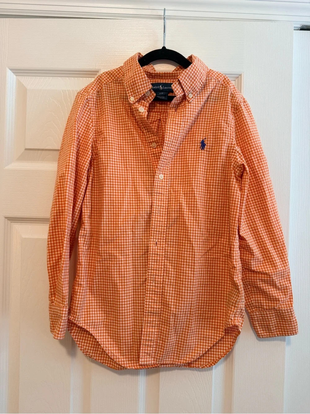 Ralph Lauren Orange Gingham Button-Down Shirt